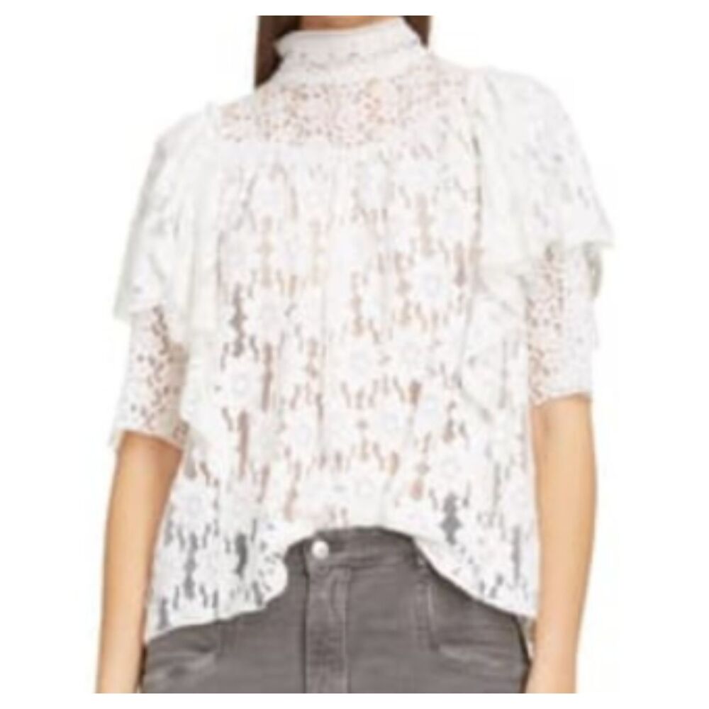 Isabel Marant Women's Étoile Vetea Floral Lace Ruffle Blouse Size 42